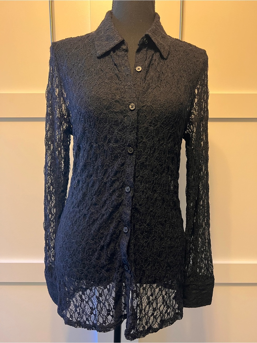 Open Edit by Nordstrom NWOT Black Lace Blouse Size S